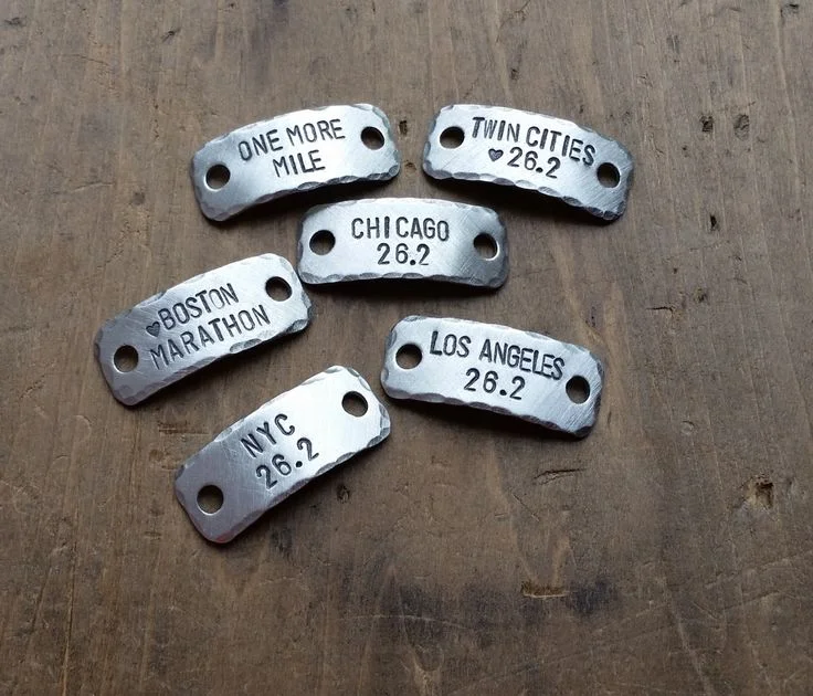 Motivational metal stamped Shoelace tags