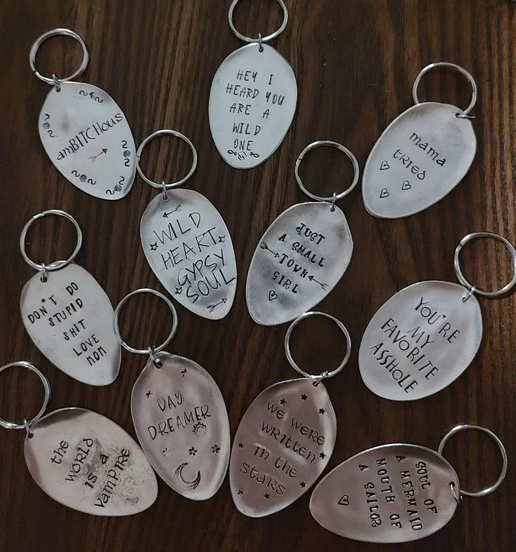 Handmade Metal Stamped Vintage Spoon Keychain